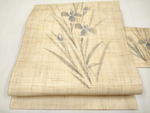 平和屋着物＊夏物　九寸名古屋帯　杜若　正絹　逸品　未使用　CABH6115tx
