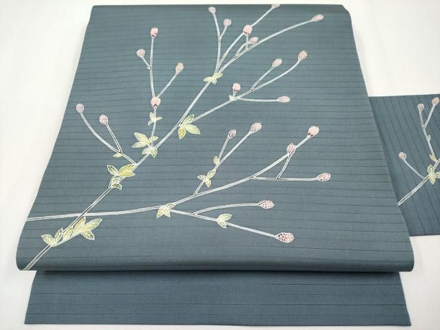 平和屋着物＊夏物　絽塩瀬　九寸名古屋帯　刺繍　枝蕾　金彩　三越扱い　正絹　逸品　未使用　CABH6116tx 27,885円