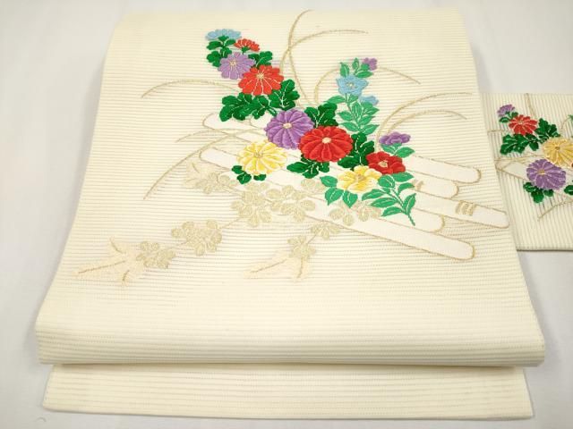 平和屋着物＊夏物　九寸名古屋帯　唐織　花筏文　金糸　正絹　逸品　未使用　CABH6122tx 14,768円