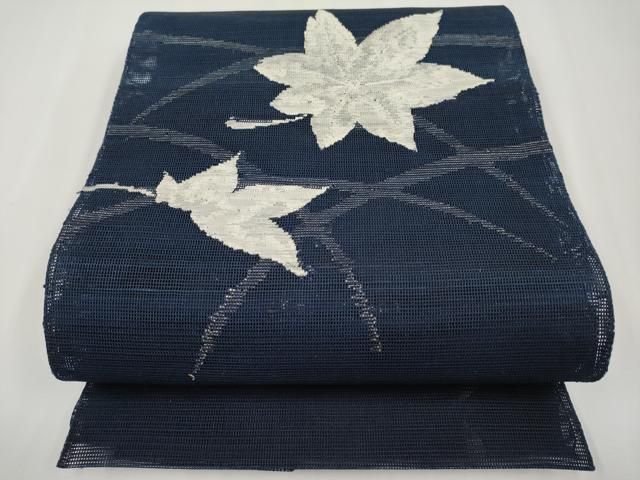 平和屋着物＊夏物　八寸名古屋帯　楓文　銀糸　正絹　逸品　CABH6134tx