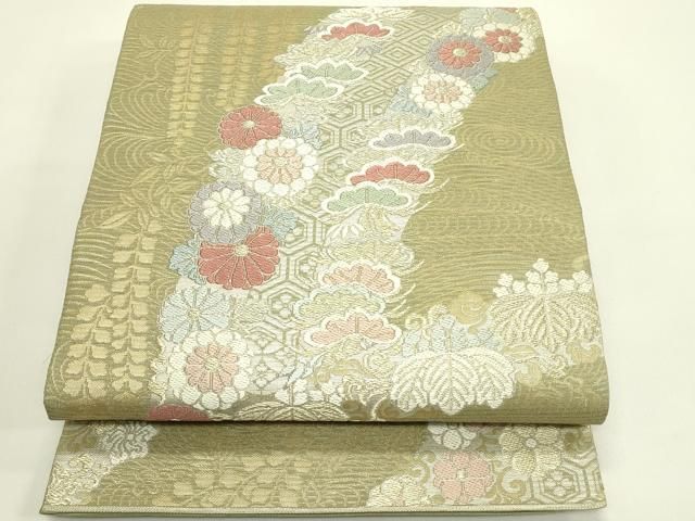 平和屋着物＊夏物　六通柄袋帯　唐織　草花文　金糸　正絹　逸品　CABH5660rv