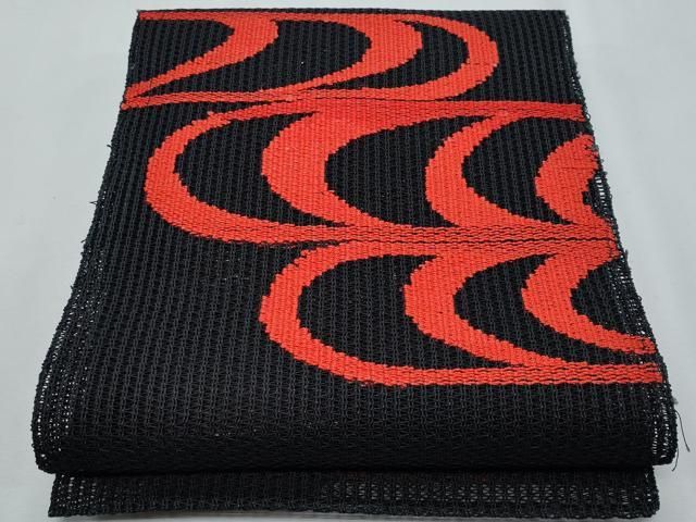 平和屋着物＊夏物　八寸名古屋帯　流水文　黒地　正絹　逸品　CABG9961fb