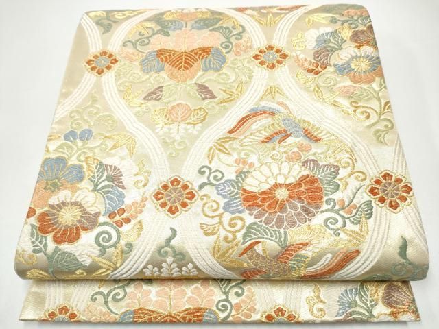 平和屋着物●六通柄袋帯　唐織　立涌花鳥文　金糸　正絹　逸品　CABH5043hy