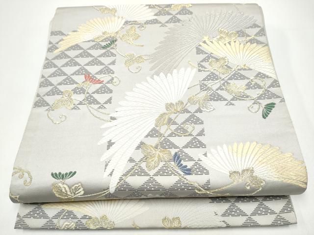 平和屋着物●六通柄袋帯　唐織　枝菊文　金糸　正絹　逸品　CABH5058hy