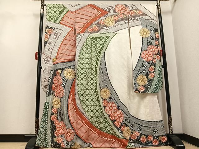 平和屋着物●豪華振袖　絞り　舞花文　金彩　正絹　逸品　AABJ1324ph