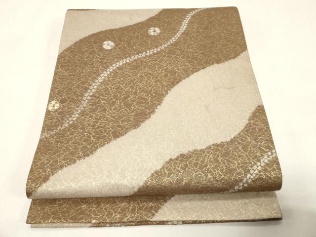 平和屋着物●六通柄袋帯　絞り　流水文　金糸　正絹　逸品　CABG9479dy