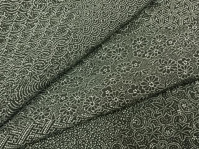 平和屋着物●江戸小紋　切嵌花文　黒地　正絹　逸品　未使用　AABI9133fy