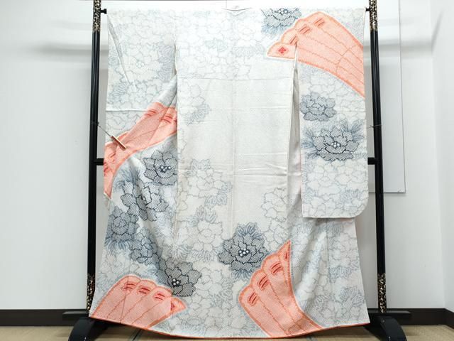 平和屋着物●豪華振袖　総絞り　扇面花文　正絹　逸品　CABH3729th