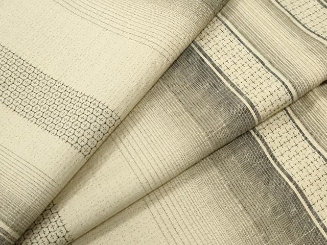 平和屋着物●上質な紬　100亀甲　縞　ロング丈　正絹　逸品　未使用　CABG0764yc