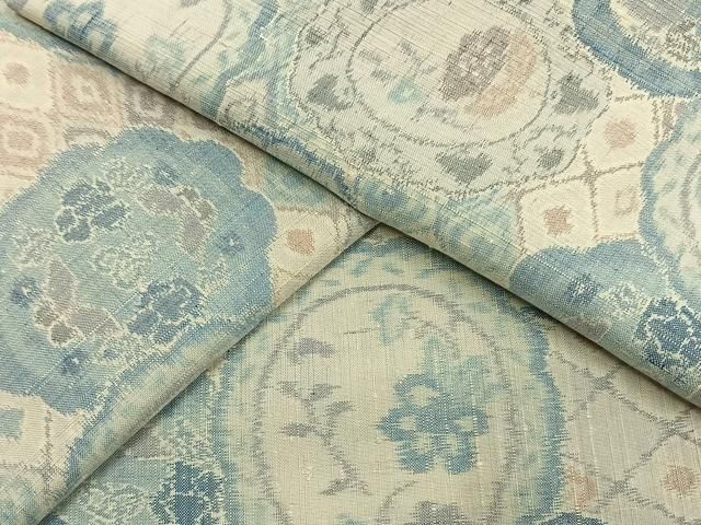 平和屋着物●小千谷紬　吉祥花文　正絹　逸品　AABI9079fy
