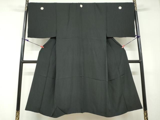 平和屋着物●男性　黒紋付　正絹　逸品　DABF1590ud