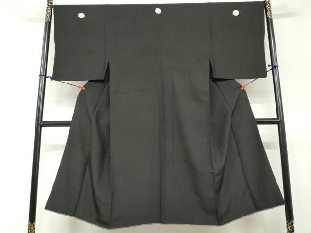 平和屋着物○男性 黒紋付 正絹 逸品 DABF1596ud