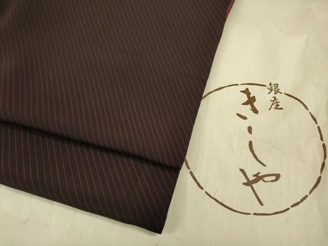 平和屋着物●銀座きしや　小紋　斜線文　黒地　たとう紙付き　正絹　逸品　CABH2616ut