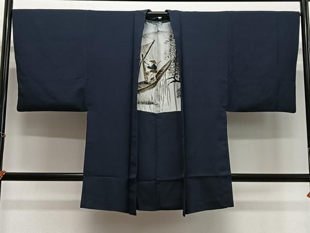 平和屋着物＃男性　長羽織　紬地　褐返色　正絹　逸品　CABH3238ua