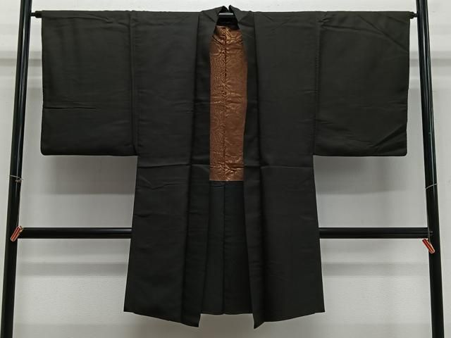 平和屋着物＃男性　長羽織　黒紋付　正絹　逸品　CABH3252ua