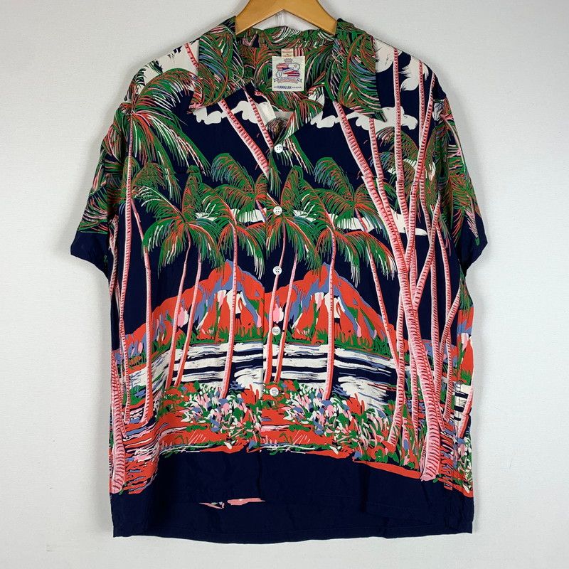 【中古品】 DUKE KAＨANAMOKU デューク・カハナモク S/S RAYON ALOHA SHIRT COCONUTS PALMS&DIAMOND HEAD DK36202 レーヨン アロハシャツ トップス【145-260530-ko-11-tei】