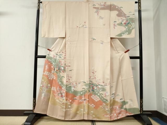 平和屋着物●訪問着　駒刺繍　吉祥花筏文　暈し染め　金彩　高島屋扱い　正絹　逸品　CABG0204yc