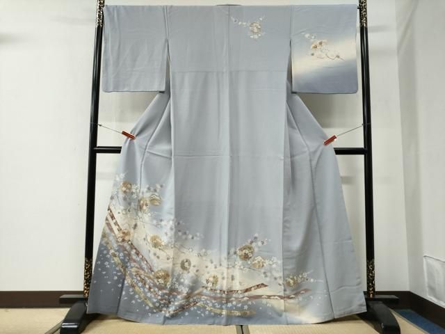 平和屋着物●訪問着　鬘帯雪輪枝花文　暈し染め　金彩　正絹　逸品　CABG0324yc