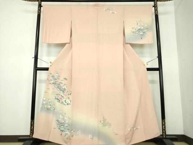 平和屋着物●訪問着　友禅　風景花文　暈し染め　正絹　逸品　DABE5922ps