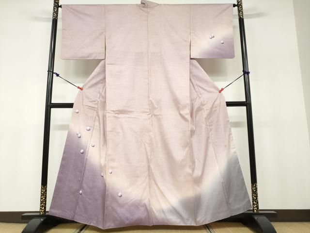 平和屋着物●五月みどりプロデュース　結城紬地　訪問着　パール　暈し染め　正絹　逸品　DABF1155ud