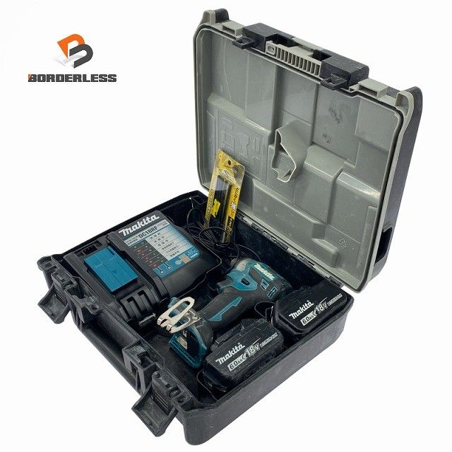 ☆中古品☆makita マキタ 18V 充電式インパクトドライバー TD173DRGX 青 バッテリー2個(18V 6.0Ah)充電器 ケース付 コードレス127918