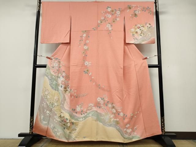 平�
2000
�屋着物●訪問着　道長草花文　暈し染め　金銀彩　高島屋扱い　正絹　逸品　CABG5419ut