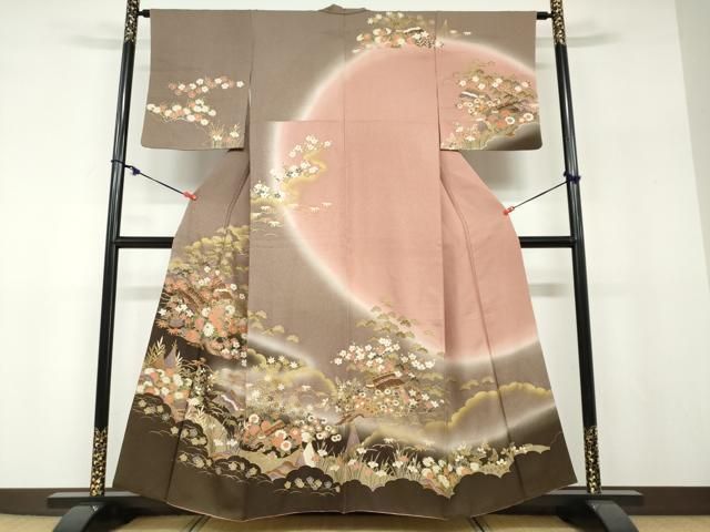 平和屋着物●訪問着　風景草花文　暈し染め　金彩　正絹　逸品　DABF1180ud