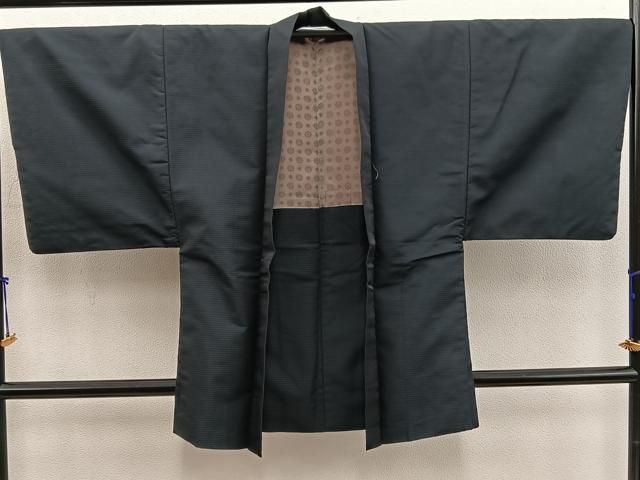 平和屋着物＃男性　羽織　紬地　80亀甲　総詰め　正絹　逸品　BAAX5194mz