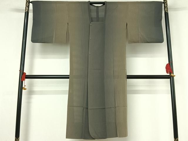 平和屋着物▽道行コート　スリーシーズン　春夏秋　塵除け　縞　ロング丈　正絹　逸品　AABJ0224jh