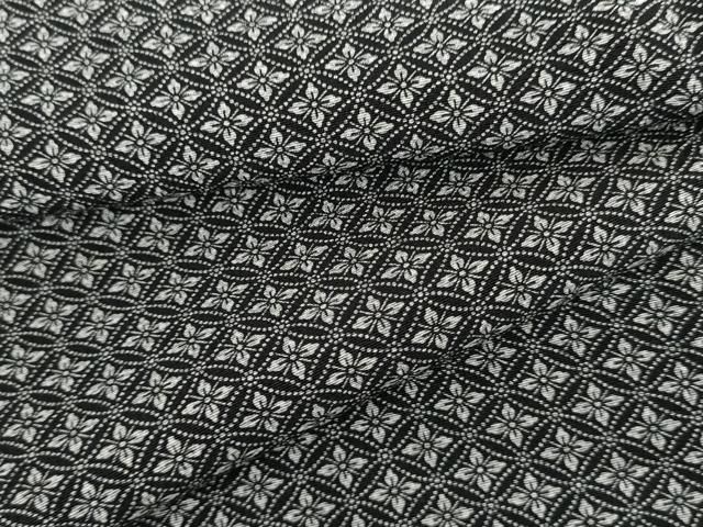 平和屋着物▽江戸小紋　単衣　花菱文　黒地　まるやま扱い　正絹　逸品　AABI6184cs
