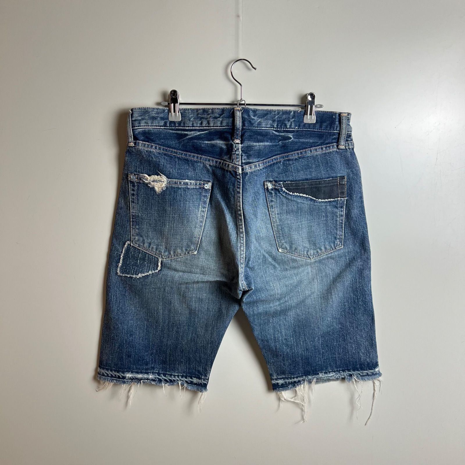 SPELL BOUND japan made BORO denim half pants w32 スペルバウンド