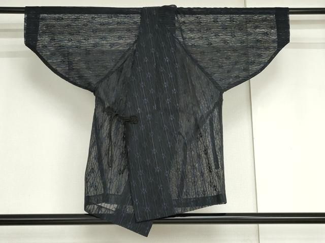 平和屋着物▽道中着　スリーシーズン　春夏秋　塵除け　変わり縞　正絹　逸品　AABI6191cs