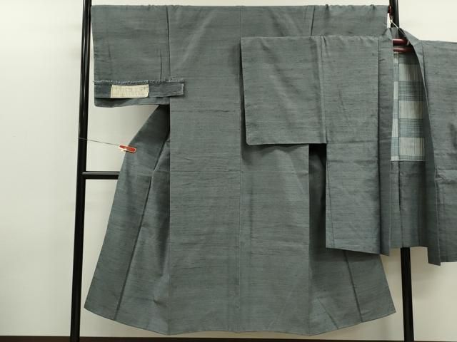 平和屋着物●男性　本場塩沢紬　アンサンブル　100亀甲　総詰め　証紙付き　正絹　逸品　CABG2107ze