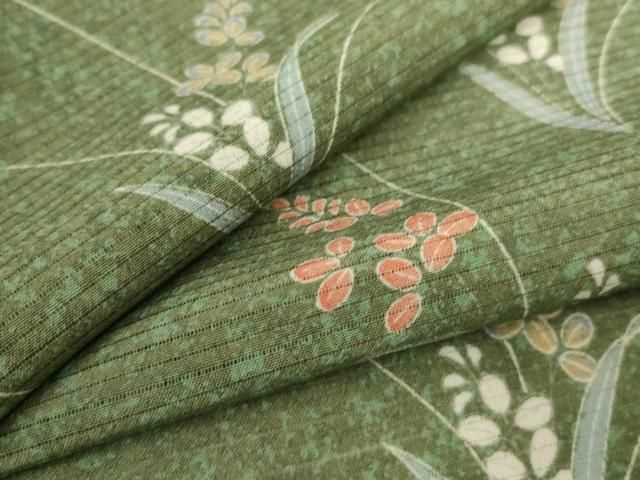 平和屋着物＊夏物　洗える最高級着物　＜英＞はなぶさ謹製　小紋　絽　草花文　たとう紙付き　洗える着物　AABI6619jd