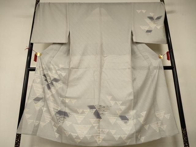 平和屋着物＊夏物　男性　訪問着　変わり絽　幾何学文様　キングサイズ　正絹　逸品　AABI6626jd