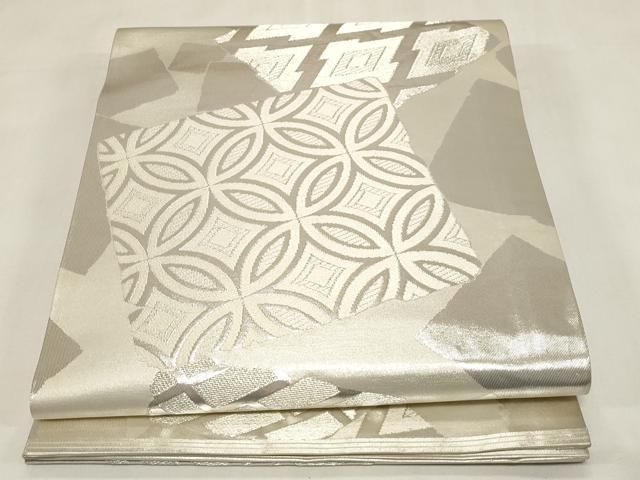 平和屋着物●西陣　川島織物　丸帯　色紙重ね文　銀糸　正絹　逸品　CABG3105dy