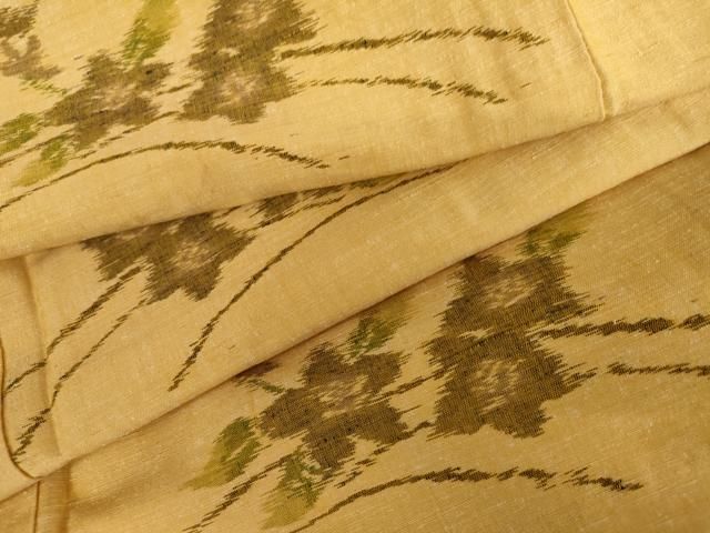 平和屋着物▽上質な紬　単衣　草花文　正絹　逸品　AABI7164cs 22,152円