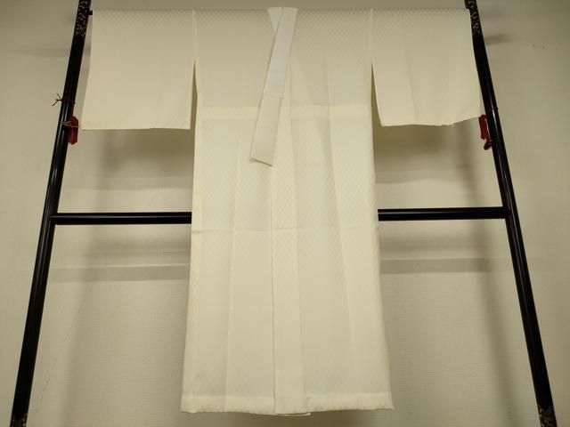 平和屋着物＊夏物　長襦袢　市松地紋　生成り色　正絹　逸品　AABI6636jd