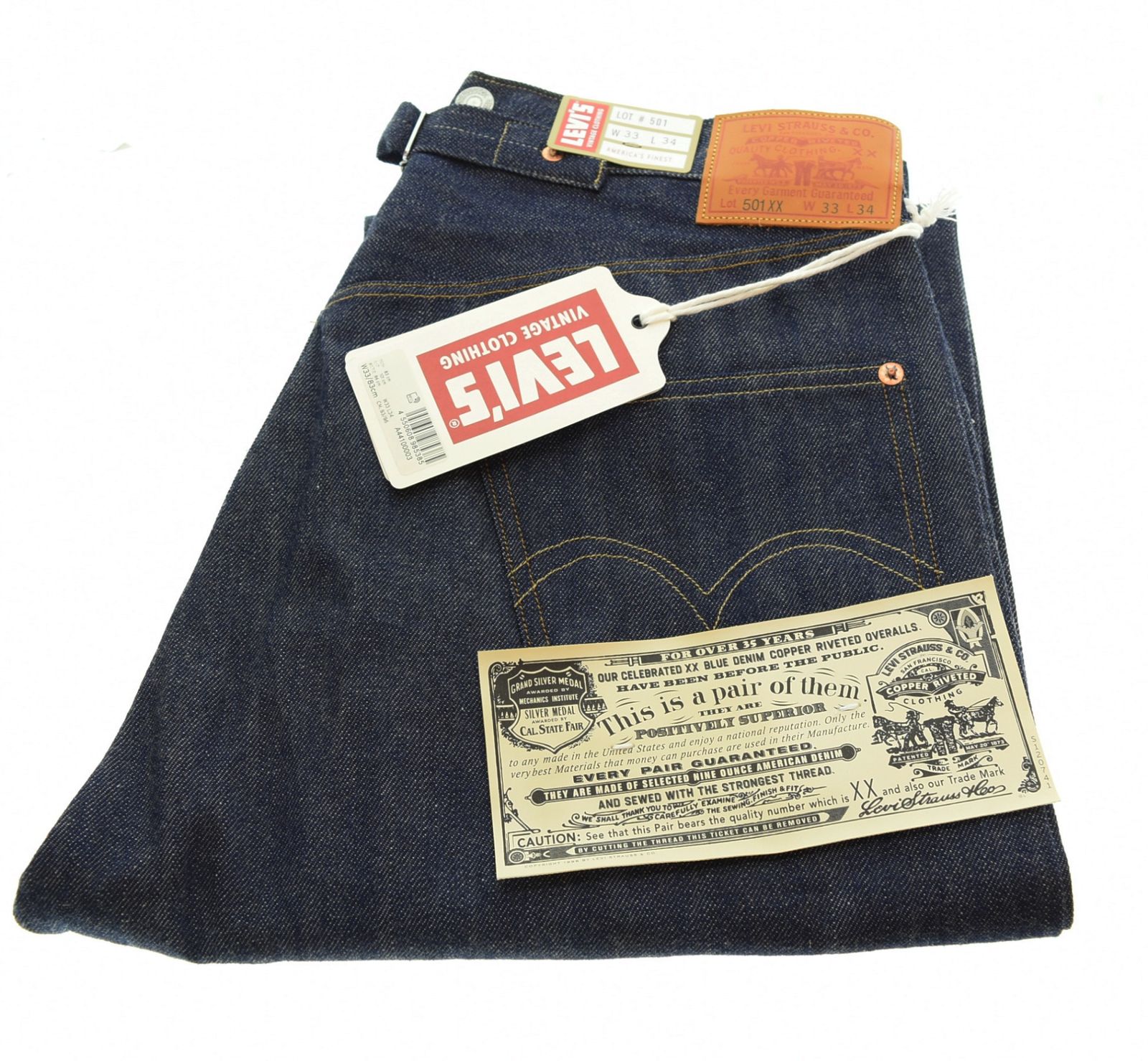 リーバイス Levi's LVC 501XX 1922 MODEL LEVI'S VINTAGE CLOTHING 日本製 Deadstock デッドストック シンチバック 赤耳 リジットデニム デニム ブルー W33L34 103MB-988