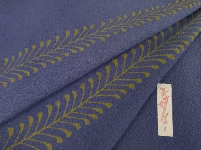 平和屋着物●世界的人形師　辻村寿三郎　ジュサブロー　小紋　枝葉文　正絹　逸品　AABI6914ck
