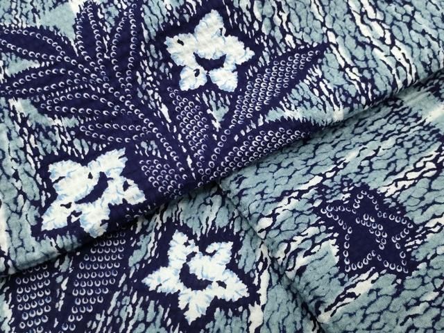 平和屋着物∴夏物　浴衣　流水花唐草文　綿　逸品　CABG4080gh
