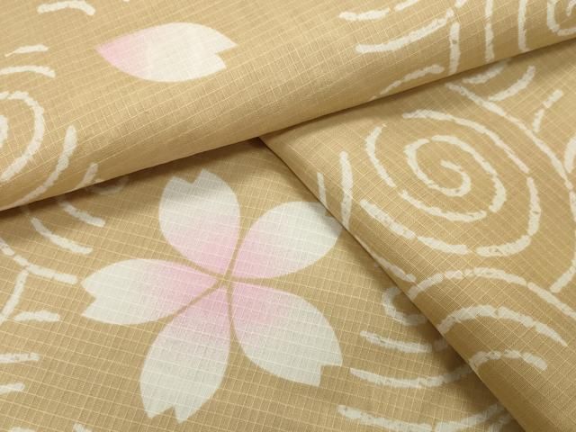 平和屋着物∴夏物　綿紅梅　浴衣　舞桜文　綿　逸品　CABG4101gh