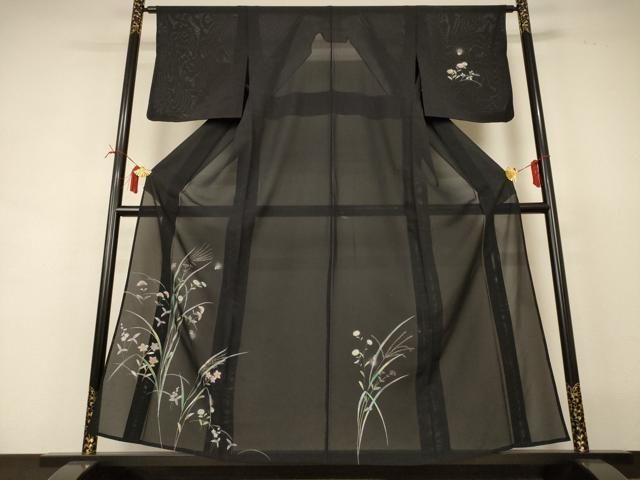 平和屋着物＊夏物　訪問着　絽　蛍　蛍暈し　金彩　正絹　逸品　AABI6589jd