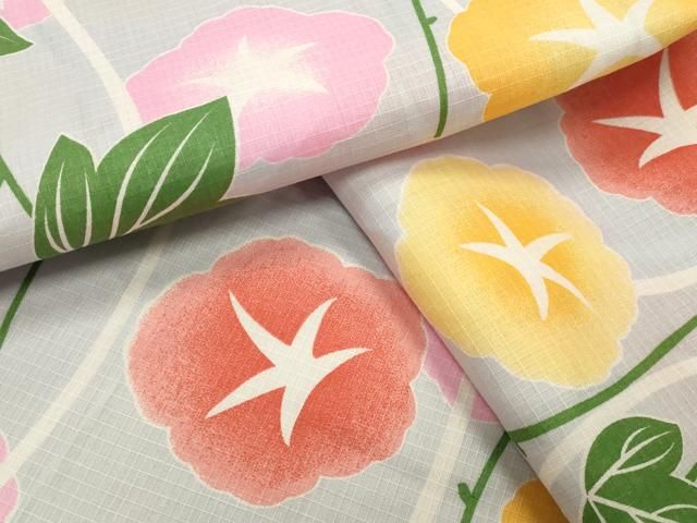 平和屋着物∴夏物　綿紅梅　浴衣　朝顔　綿　逸品　CABG4104gh