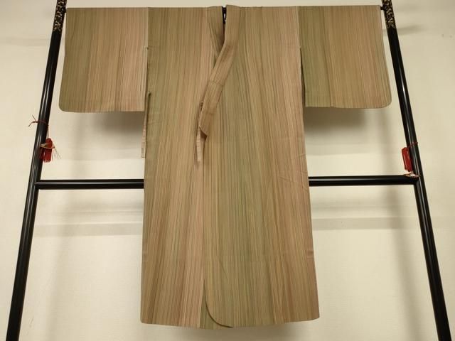 平和屋着物▽道中着　スリーシーズン　春夏秋　塵除け　縞　正絹　逸品　AABI6597jd