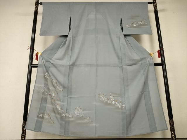 平和屋着物＊夏物　訪問着　絽　刺繍　萩　暈し染め　金彩　正絹　逸品　AABI6601jd