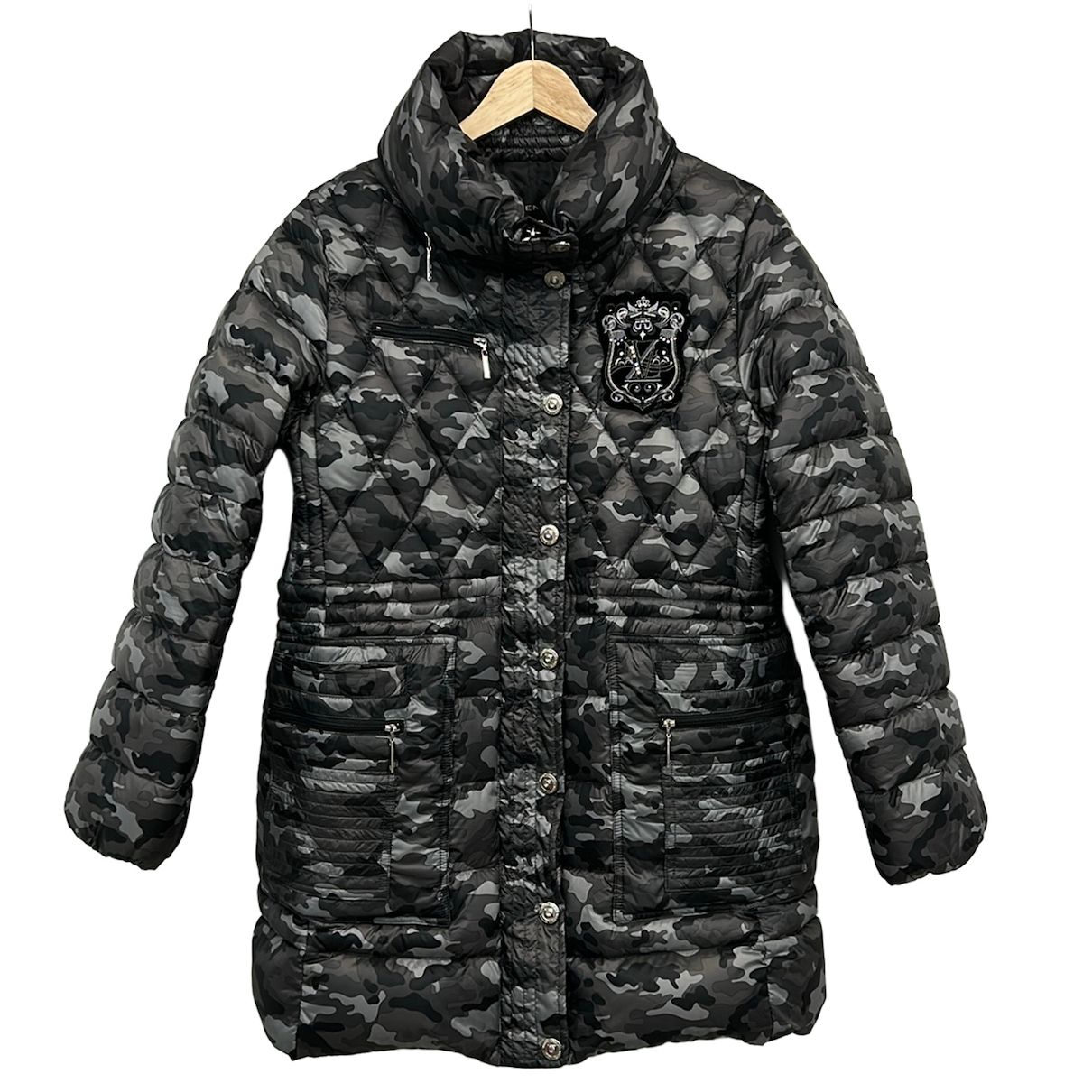 VALENZA(バレンザ) ダウンコート サイズ40 M レディース美品 - ダークグレー×黒×ライトグレー 長袖/迷彩柄/冬 10,472円