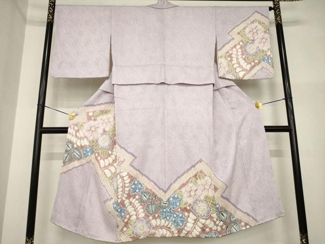 平和屋着物●名門　藤娘きぬたや・総絞り　訪問着　松皮菱花文　正絹　逸品　AABI5288ck