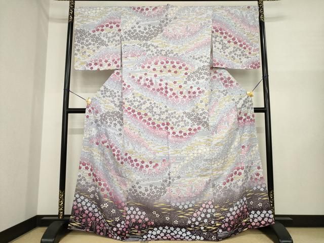 平和屋着物●訪問着　舞花文　洗える着物　未使用　AABI6865ck