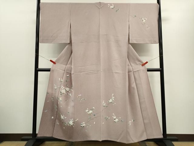 平和屋着物▽訪問着　単衣　友禅　枝花文　たたき染め　さが美扱い　正絹　逸品　CABG2073ze
